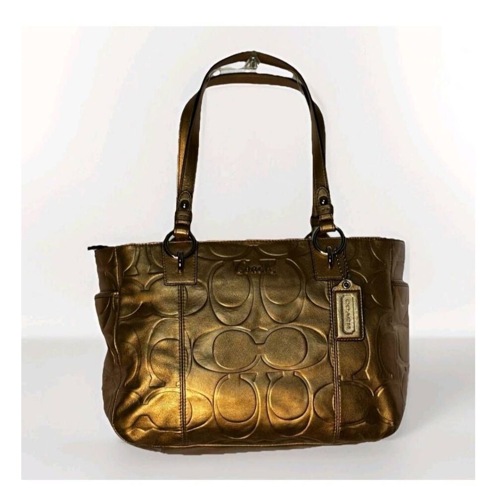 Coach Vintage metallic gold east west F17727 top handle original charm